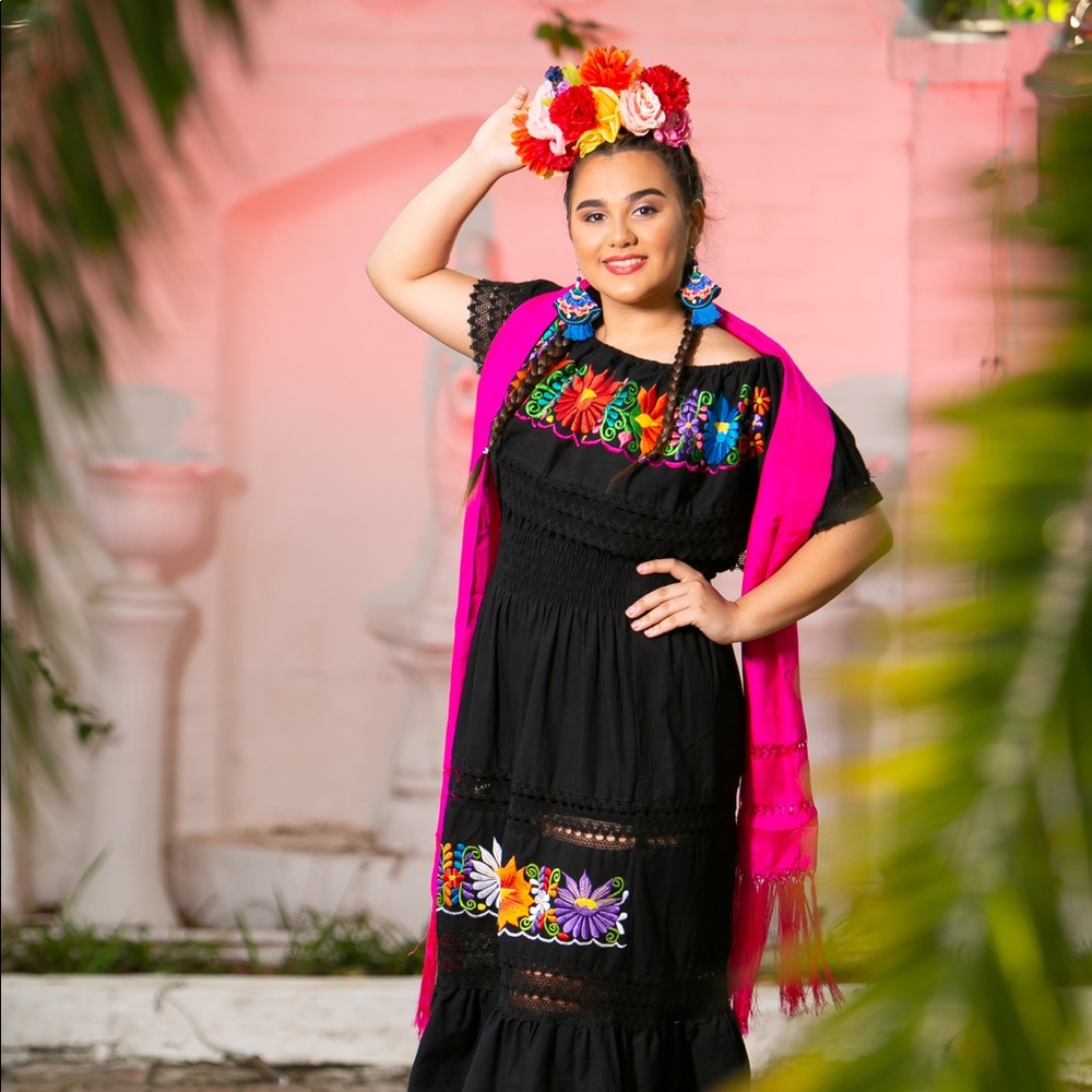 Mexican Shawl Scarf Hot Pink Silky Soft - Picture 4 of 7